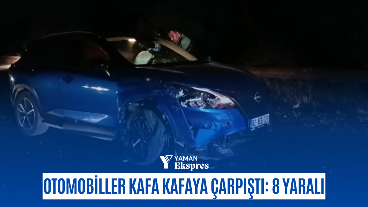 Otomobiller kafa kafaya çarpıştı: 8 yaralı